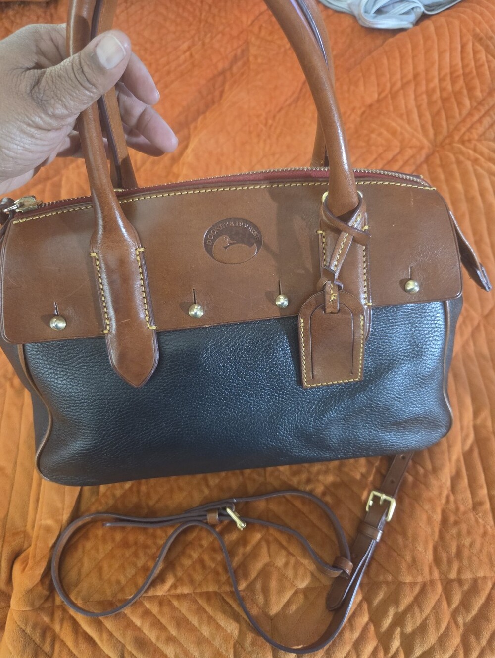 Vintage 1996 Dooney & Bourke Black Brown Leather Satchel